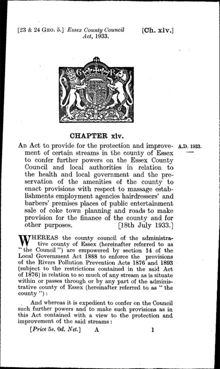 Essex County Council Act 1933