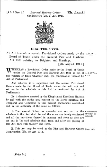 Pier and Harbour Orders Confirmation (No. 2) Act 1914