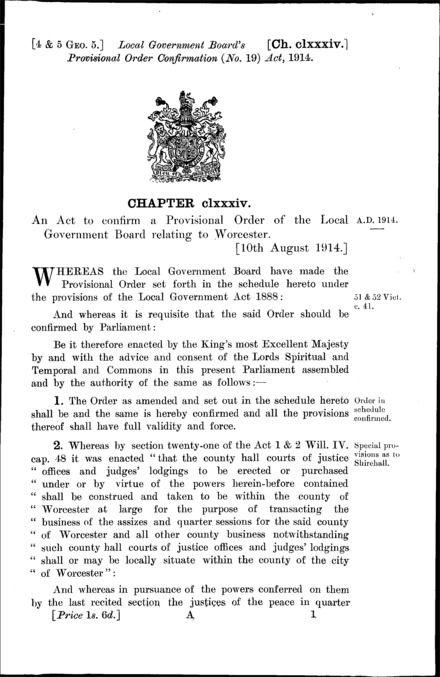 Local Government Board's Provisional Order Confirmation (No. 19) Act 1914