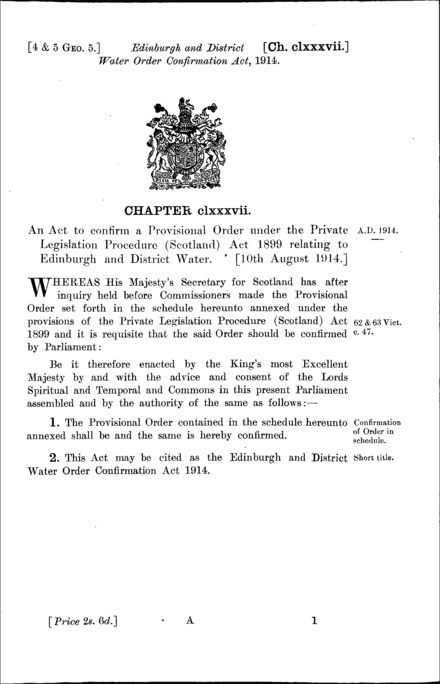 Edinburgh and District Water Order Confirmation Act 1914