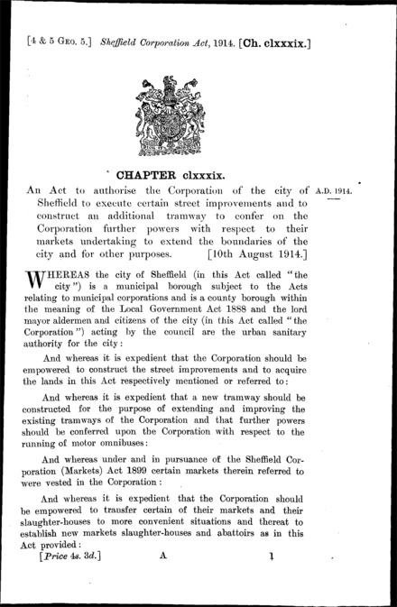 Sheffield Corporation Act 1914