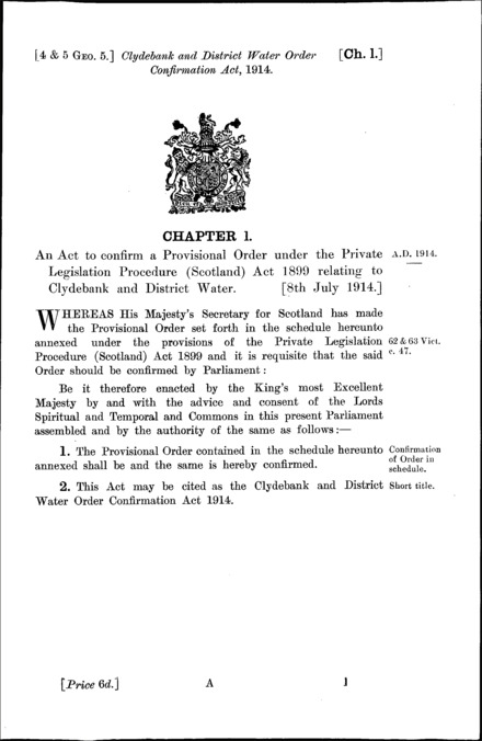 Clydebank and District Water Order Confirmation Act 1914