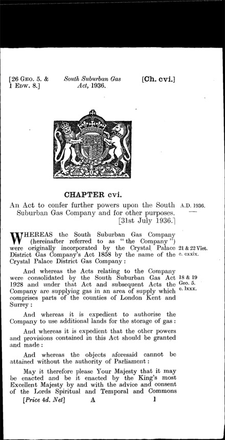 South Suburban Gas Act 1936