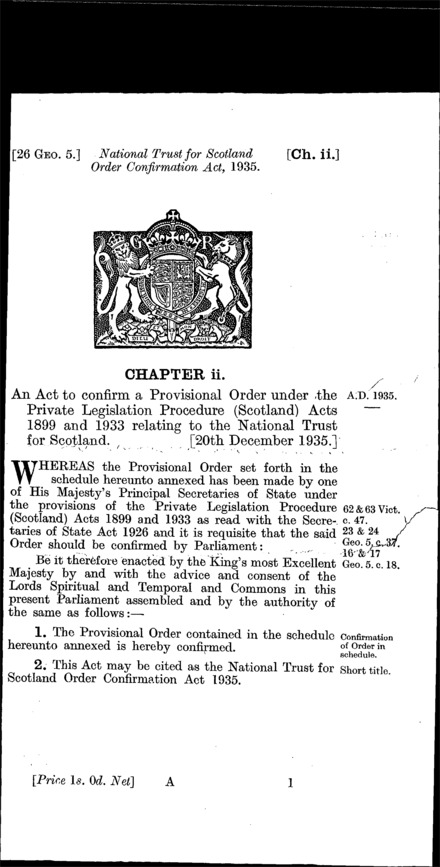 National Trust for Scotland Order Confirmation Act 1935