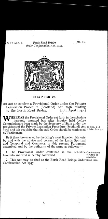 Forth Road Bridge Order Confirmation Act 1947