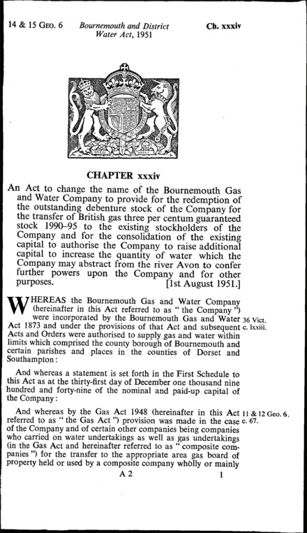 Bournemouth and District Water Act 1951