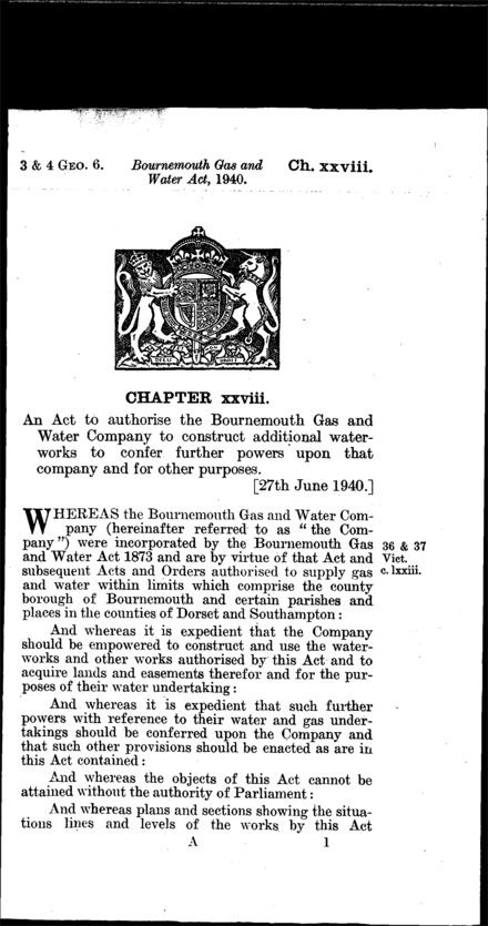 Bournemouth Gas and Water Act 1940