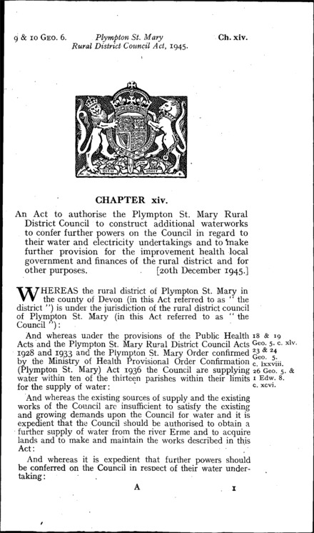 Plympton St. Mary Rural District Council Act 1945