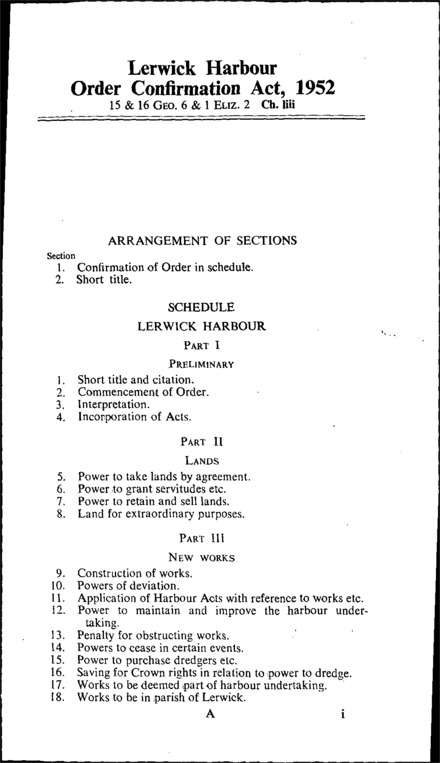 Lerwick Harbour Order Confirmation Act 1952