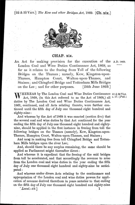 Kew and Other Bridges Act 1869