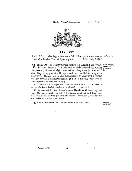 Jewish United Synagogues Act 1870
