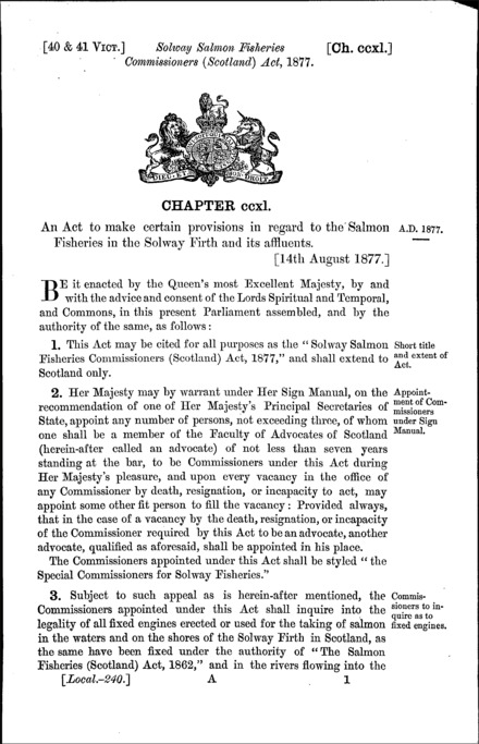 Solway Salmon Fisheries Commissioners (Scotland) Act 1877