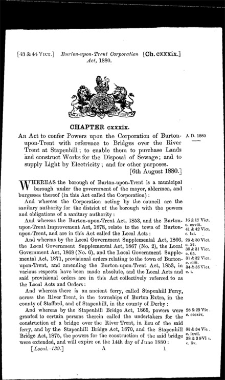 Burton-upon-Trent Corporation Act 1880