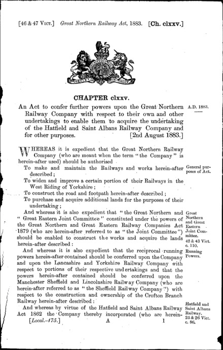 Great Northern Railway Act 1883