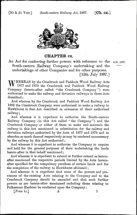 South Eastern Railway Act 1887