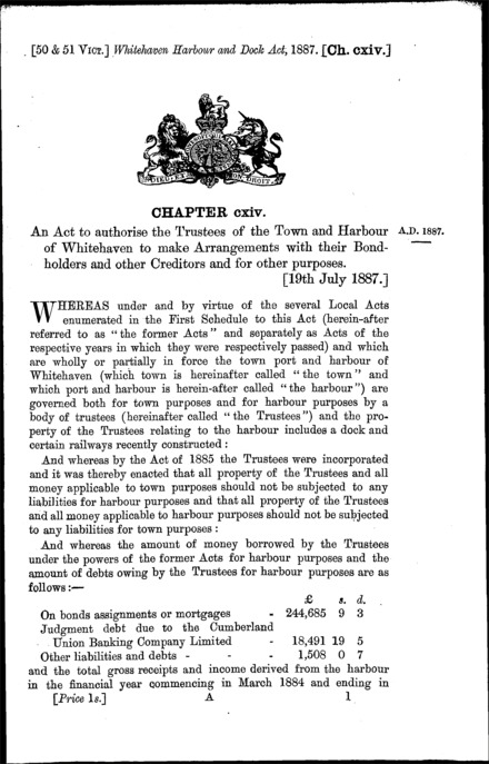 Whitehaven Harbour and Dock Act 1887