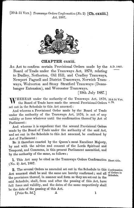 Tramways Orders Confirmation (No. 2) Act 1887