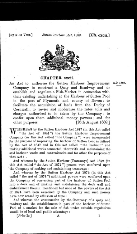 Sutton Harbour Act 1889