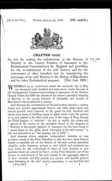 Burnley Rectory Act 1890