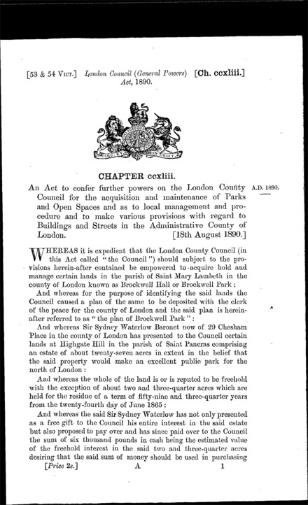 London Council (General Powers) Act 1890