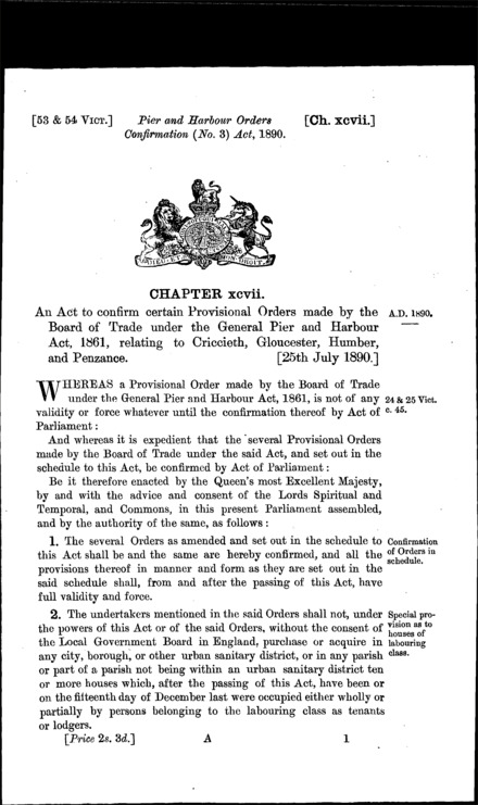 Pier and Harbour Orders Confirmation (No. 3) Act 1890