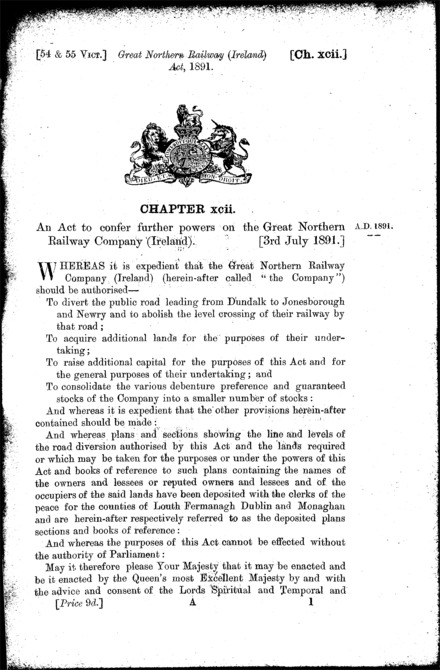 Great Northern Railway (Ireland) Act 1891