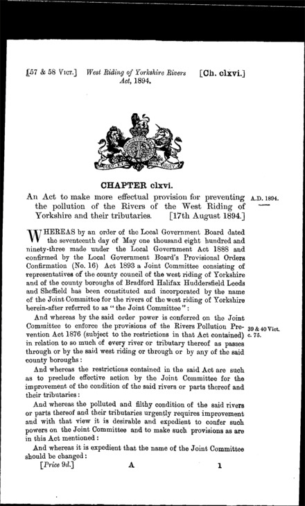 West Riding of Yorkshire Rivers Act 1894