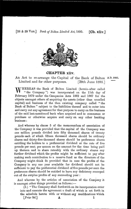 Bank of Bolton Limited Act 1895