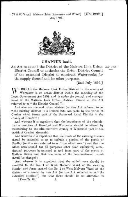Malvern Link (Extension and Water) Act 1896