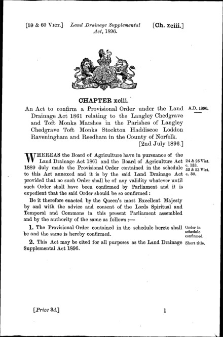 Land Drainage Supplemental Act 1896