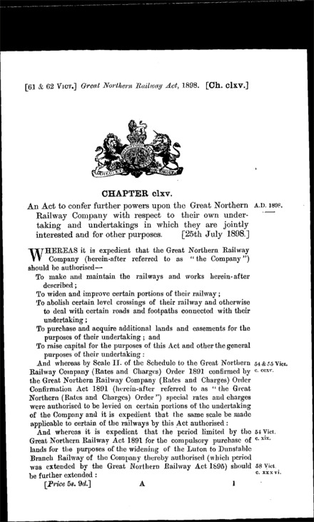 Great Northern Railway Act 1898