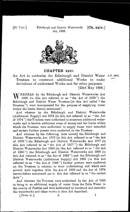 Edinburgh and District Waterworks Act 1898