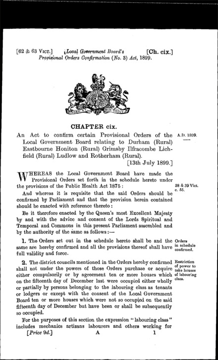 Local Government Board's Provisional Orders Confirmation (No. 3) Act 1899