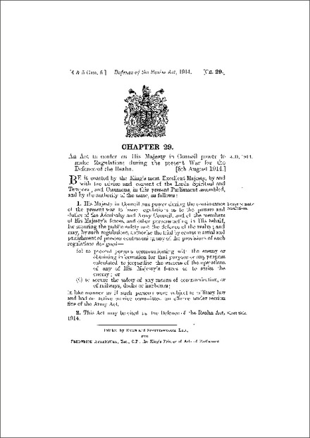 Defence of the Realm Act 1914