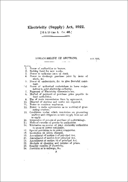 Electricity (Supply) Act 1922