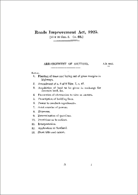 Roads Improvement Act 1925