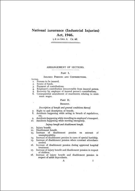 National Insurance (Industrial Injuries) Act 1946