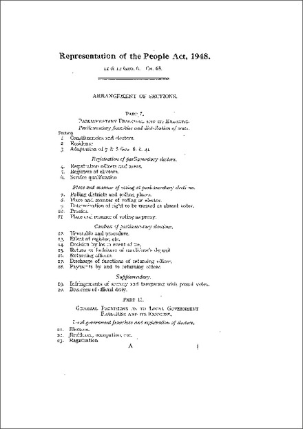 Representation of the People Act, 1948