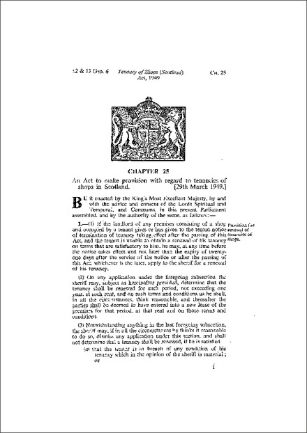 Tenancy of Shops (Scotland) Act 1949