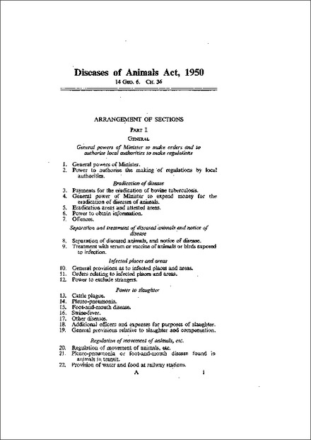 Diseases of Animals Act 1950