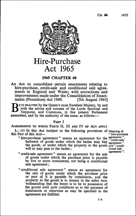 Hire-Purchase Act 1965