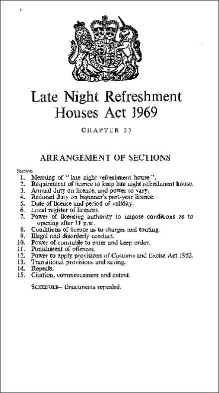 Late Night Refreshment Houses Act 1969