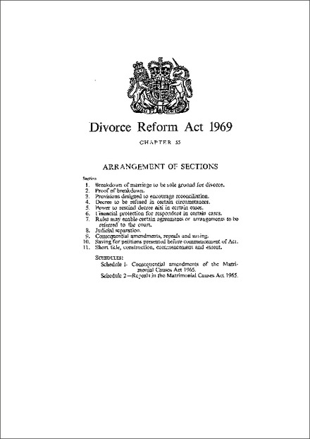 Divorce Reform Act 1969