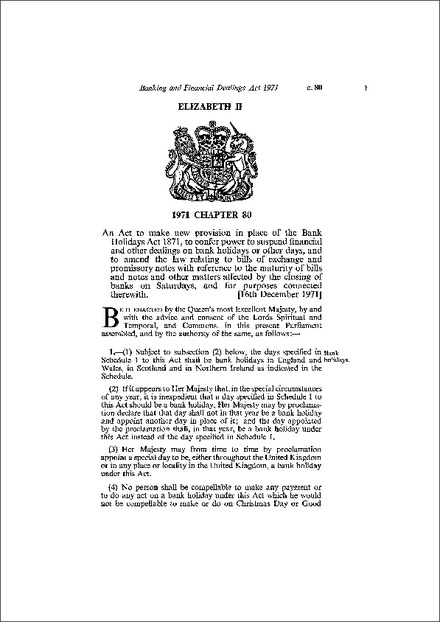 Banking and Financial Dealings Act 1971