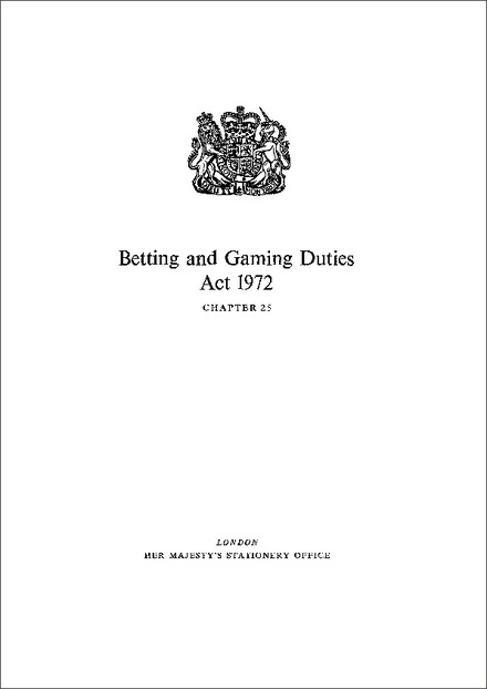 Betting and Gaming Duties Act 1972