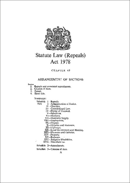 Statute Law (Repeals) Act 1978