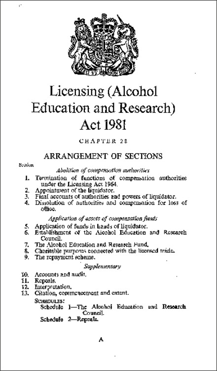 Licensing (Alcohol Education and Research) Act 1981