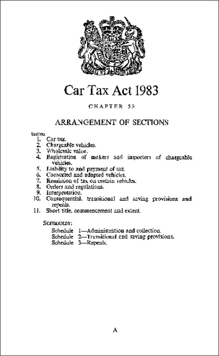 Car Tax Act 1983