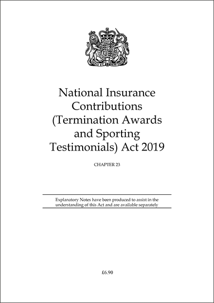 National Insurance Contributions (Termination Awards and Sporting Testimonials) Act 2019