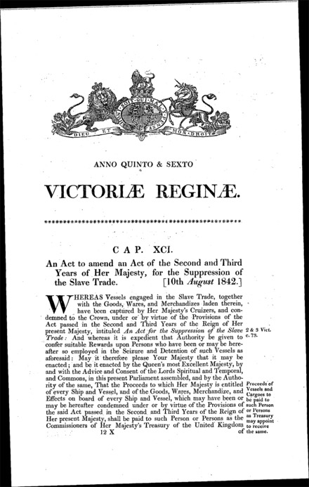 An Act to amend an Act of the Second and Third Years of Her Majesty, for the Suppression of the Slave Trade.